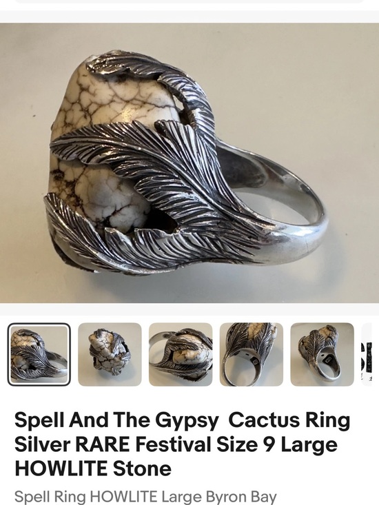 Spell Jewelry - 4 SALE ONLY! Spell and the gypsy Ultra Rare HTF Howlite Feather Sterling Ring